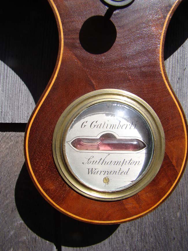 An antique mahogany Banjo Barometer signed G. Galimberti, Southhampton, England, circa 1850 — image 2